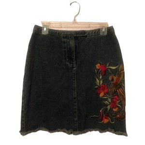 NY Jeans by NY & Company Embroidered Denim Skirt Sz S